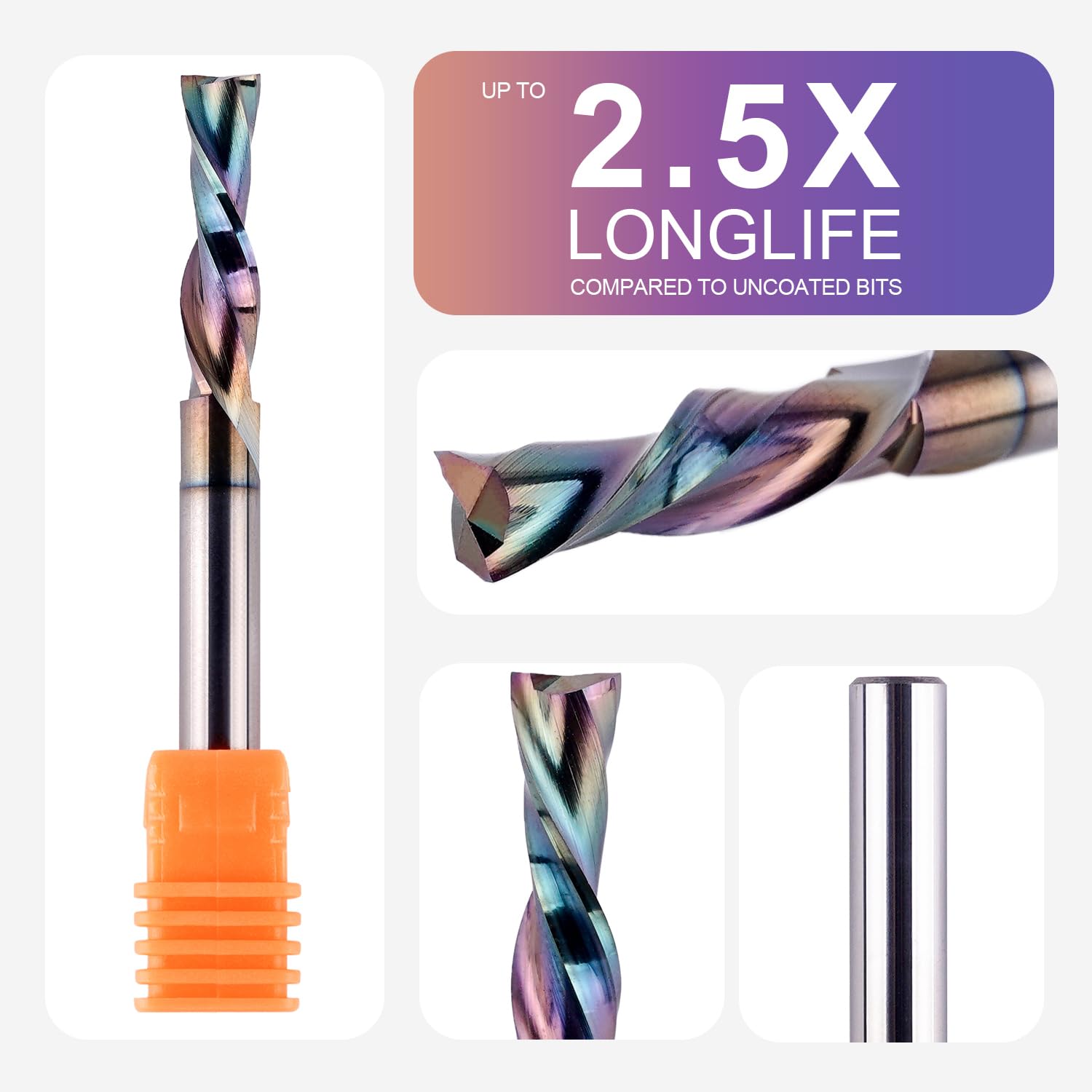 SpeTool 1/4 Inch Shank Downcut Spiral Router Bit 1/4 Inch Cutting Diameter 1 inch Cutting Length with Extra Long Life Coating CNC Router Bits End Mill for Woodwork Mortise Slot