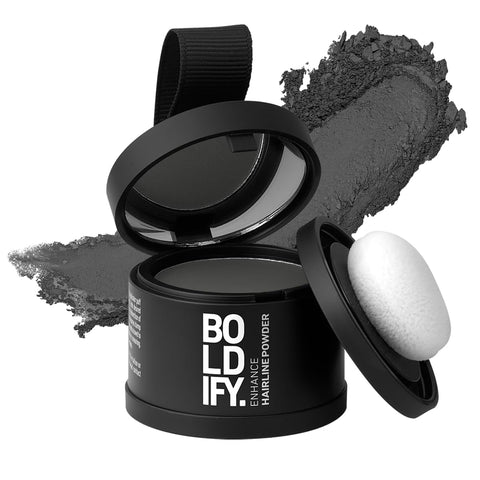 BOLDIFY Hairline Powder - Root Touch Up & Hair Loss Cover Up, Instant Gray Coverage 48-Hour Stain-Proof Hair Color Powder for Women & Men, Hair Fibers and Hair Topper Alternative (Dark Gray)