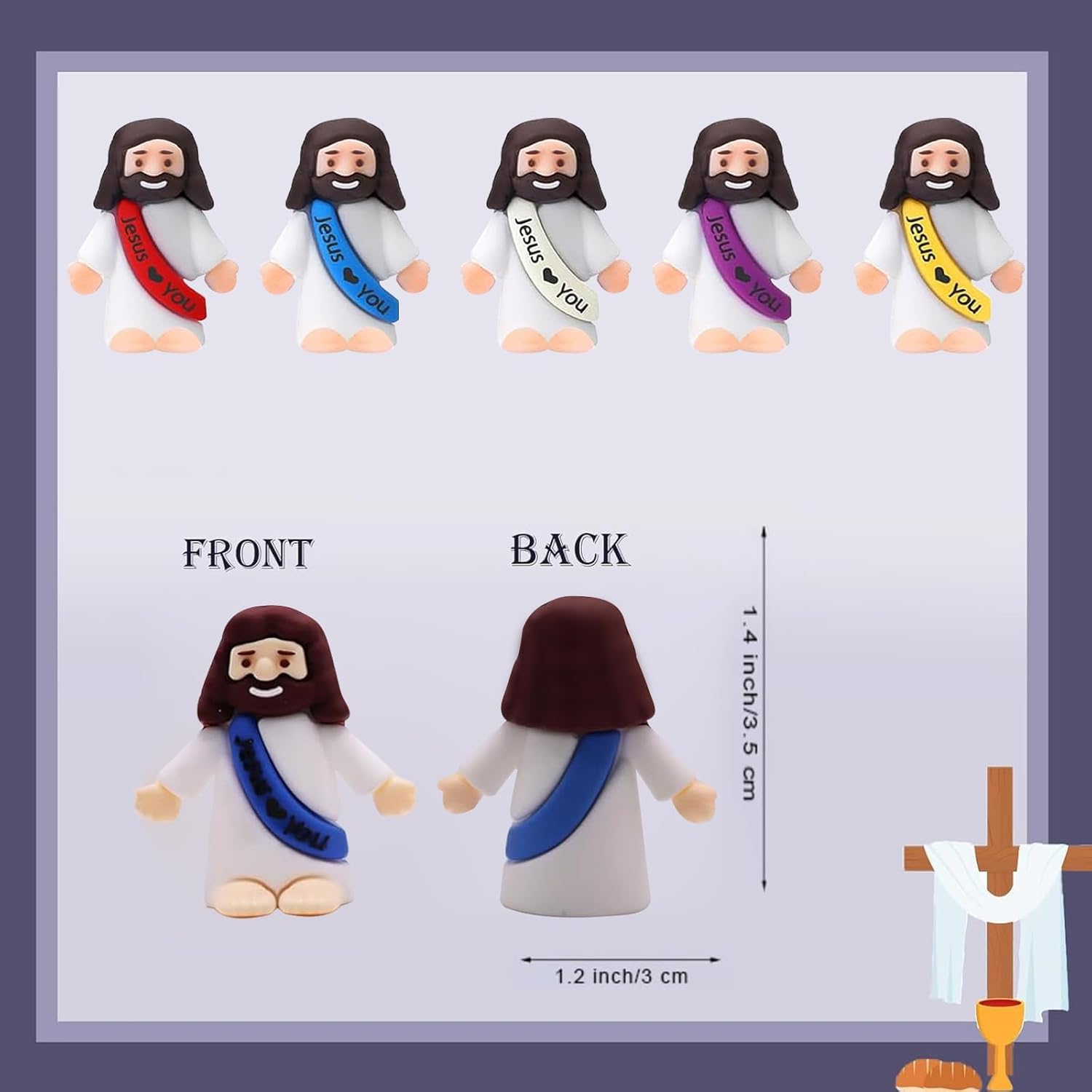 AKFAHOIF 30PCS Little Jesus Figures, Mini Jesus Figurines in Bulk, Multicolor Tiny Jesus Figures, Miniature Figurines to Hide and Seek Religious Gifts for Easter Egg Stuffers