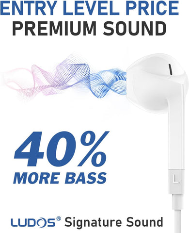 LUDOS FEROX 5 Pack Wired Earbuds in-Ear Headphones, 5 Year Warranty, Earphones with Microphone, Noise Isolation for 3.5mm Jack Ear Buds for iPhone, Samsung, Computer, Laptop, Kids, School Students