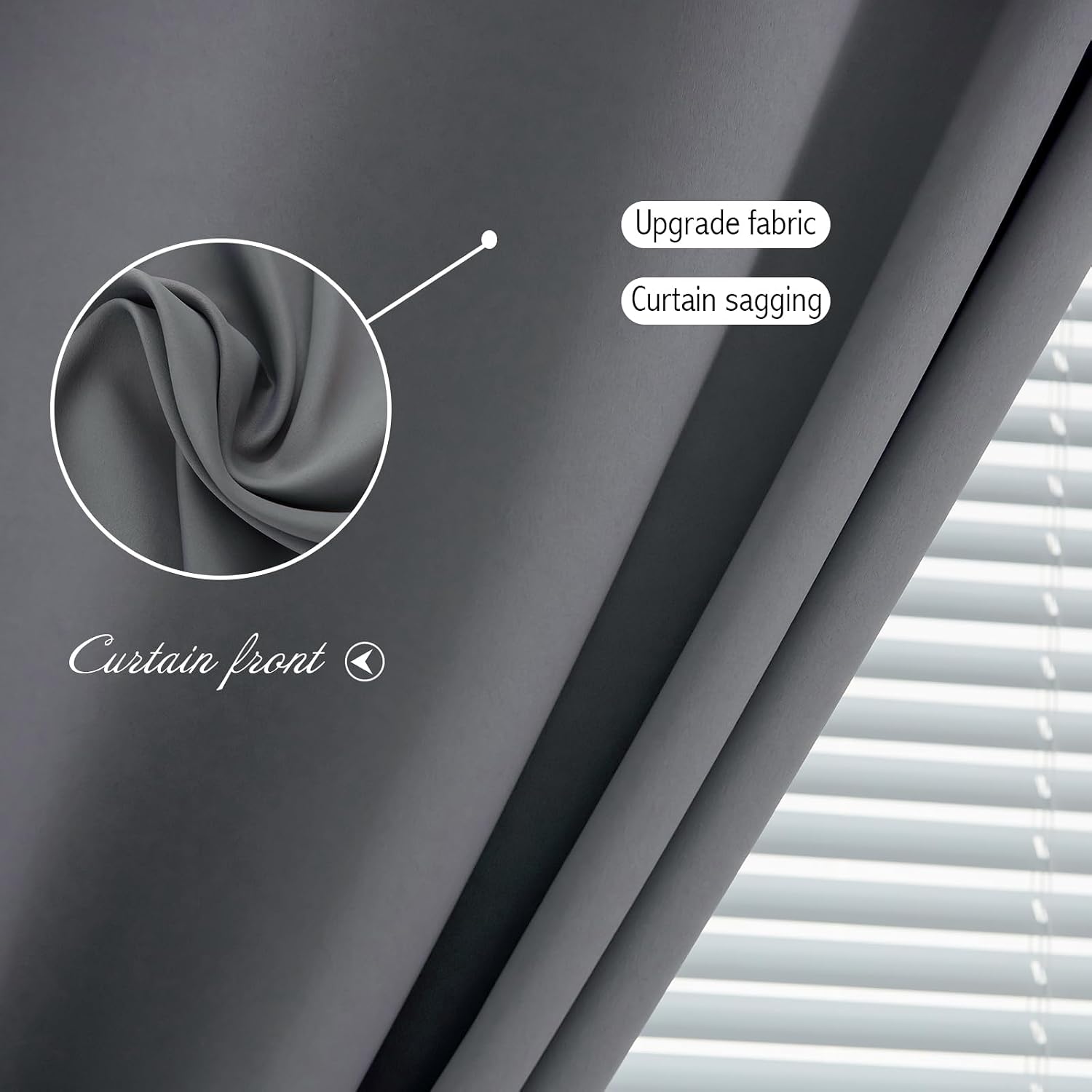Magic Tape Stick On Curtains Window Shades Pull Down Blackout Window Cover Blackout Curtains for Bedroom No Drillng Self Adhesive Curtains No Rod Small Window, 59" W X 84" L, Grey, 2 Panels