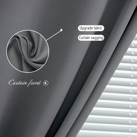 Magic Tape Stick On Curtains Window Shades Pull Down Blackout Window Cover Blackout Curtains for Bedroom No Drillng Self Adhesive Curtains No Rod Small Window, 59" W X 84" L, Grey, 2 Panels