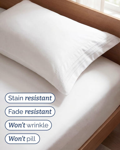 Twin Size 3 Piece Sheet Set - Breathable & Cooling Sheets - Antique White