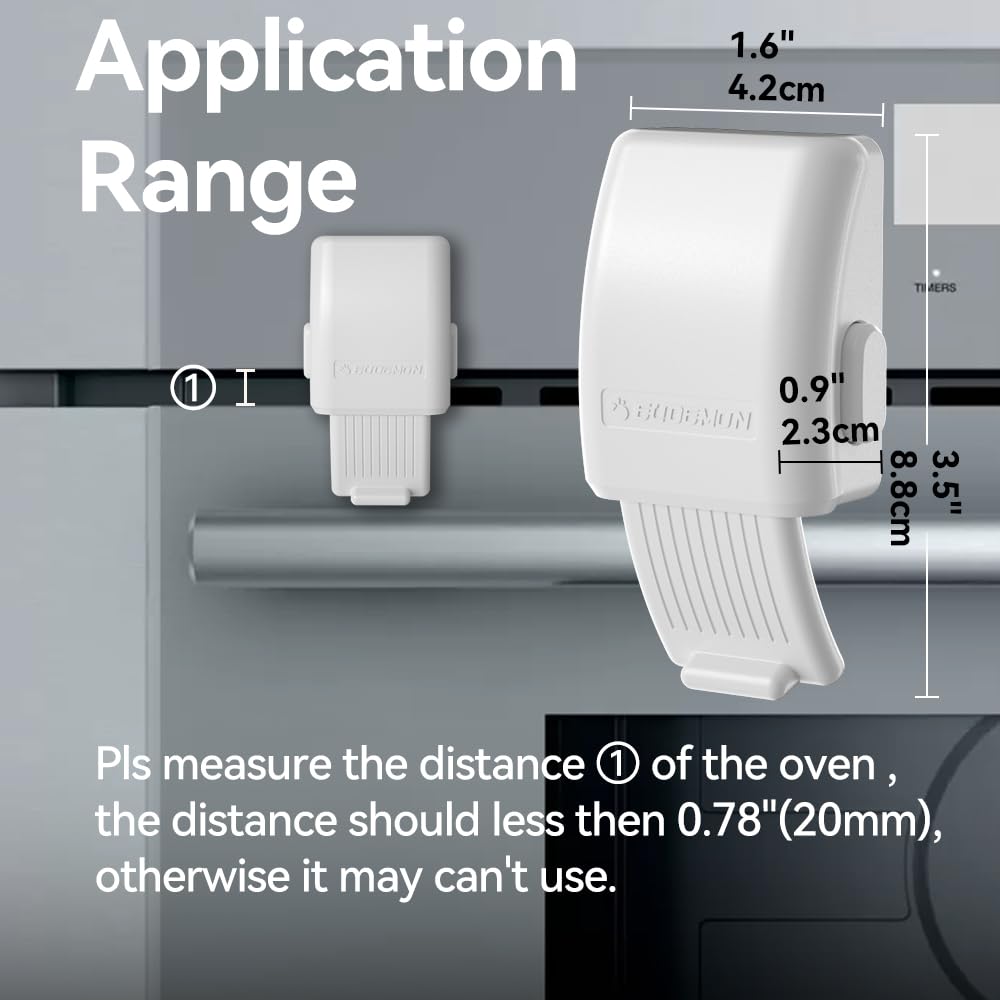 EUDEMON 1 Pack Oven Front Lock,Childproof Oven Door Lock, Easy to Install & Use Durable and Heat-Resistant Material no Tools Need or Drill(White)