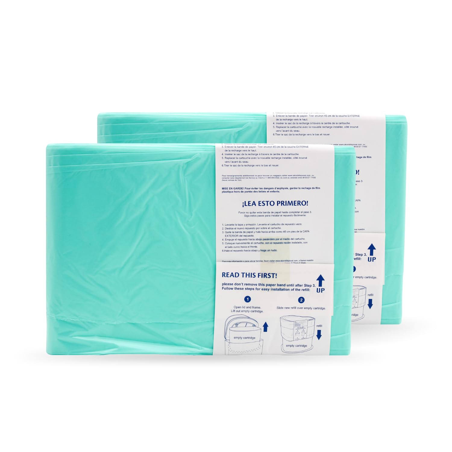 Janibell Akord Slim Adult Diaper Pail Refill Liners, 2 Count – Fits Akord 280 Slim, Odor Locking, Easy Cut & Tie, Hands-Free, Continuous Liner System – Each 2-Pack Holds Up to 576 Adult Diapers