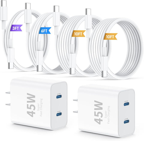 QZIIW iPhone 17 16 15 Pro Max Fast Charger,45W Dual Port USB C Fast Charger