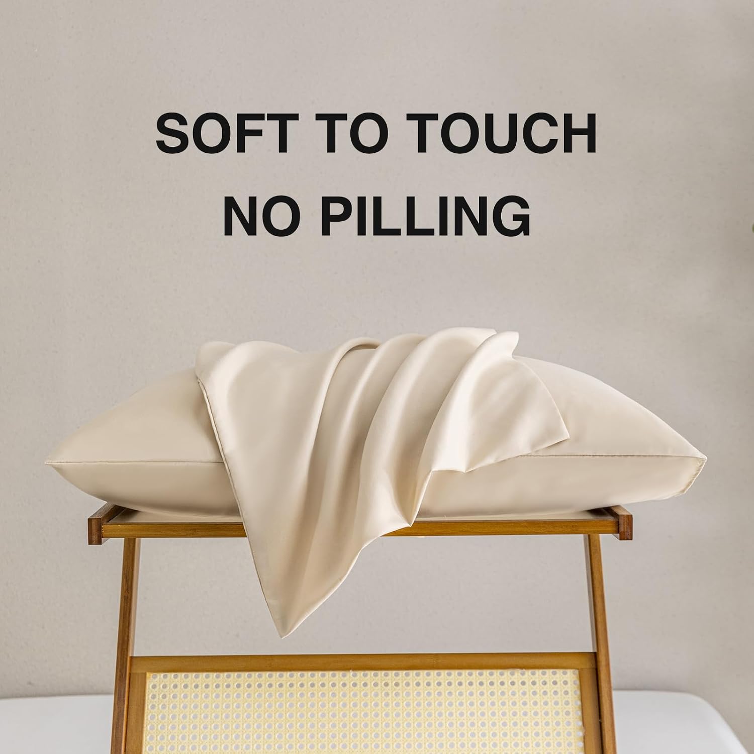 MINIPANDA Beige Pillow Cases Standard Size Set of 4, Envelope Design