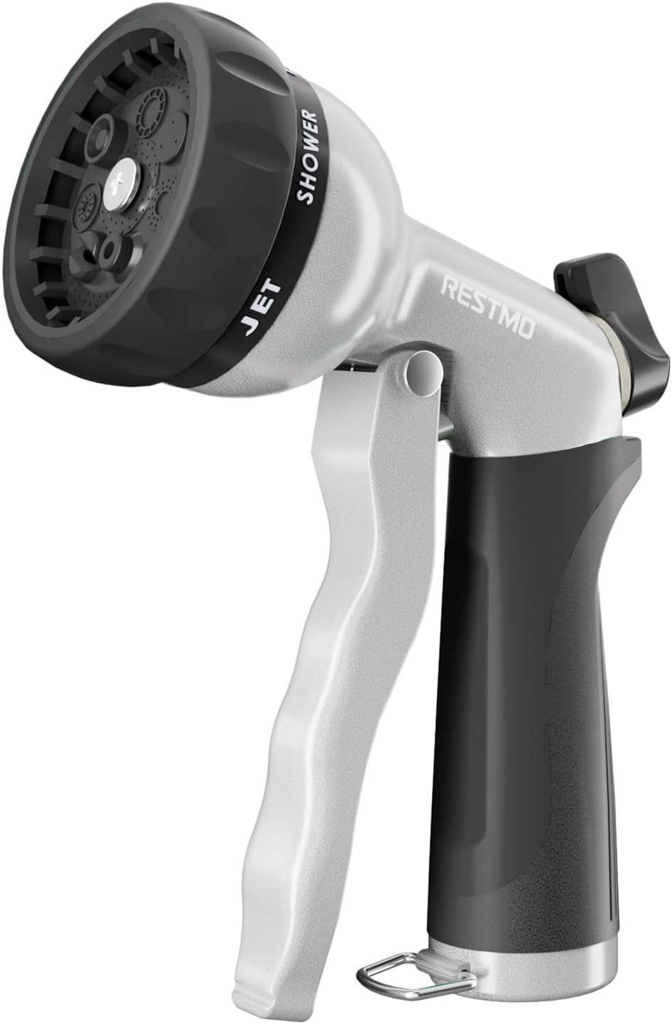 RESTMO Garden Hose Nozzle, Heavy Duty Metal Water Nozzle with 7 Adjustable Spray Patterns, High Pressure Hand Sprayer with Flow Control, for Watering Plants & Lawns, Washing Cars & Pets, Black