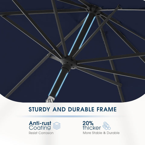 wikiwiki 7.5 FT Patio Umbrellas Outdoor Table Market Umbrella with Push Button Tilt/Crank, 6 Sturdy Ribs, Fade Resistant Waterproof POLYESTER DTY Canopy for Garden, Lawn, Backyard & Pool, Navy Blue