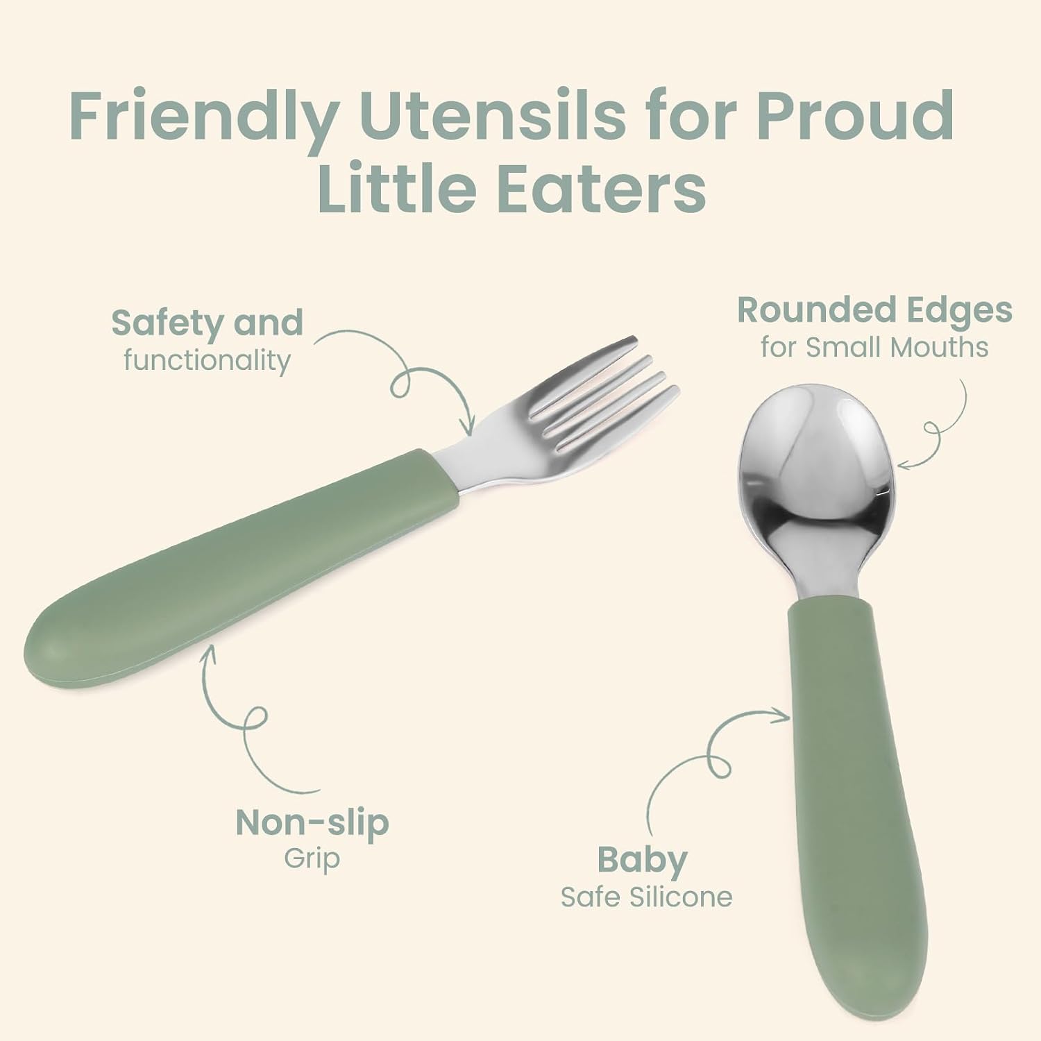 Eascrozn 6 Pack Toddler Utensils, Toddler Forks and Spoons Set