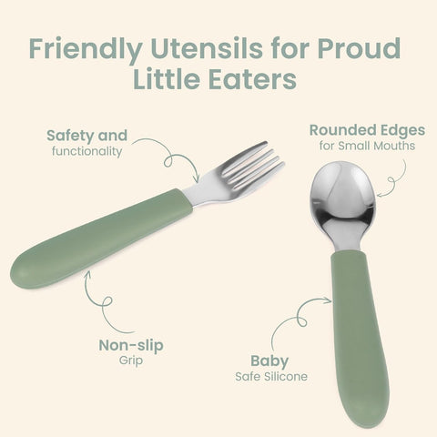 Eascrozn 6 Pack Toddler Utensils, Toddler Forks and Spoons Set