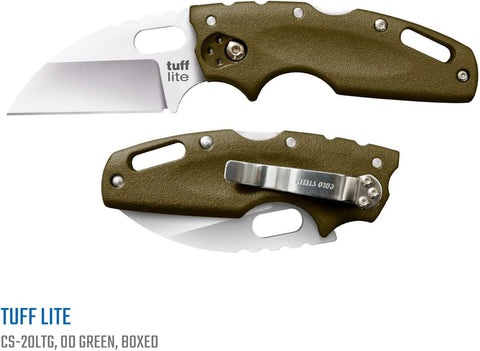 COLD STEEL Tuff Lite 2.5" AUS8A Sheepsfoot Razor-Sharp Plain Blade 3.5" Griv-Ex Handle Pocket Folding Knife
