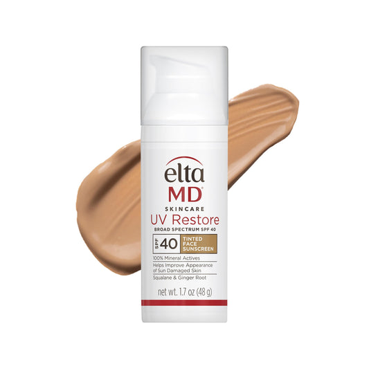 EltaMD UV Restore Tinted Face Sunscreen, SPF 40 Tinted Mineral Sunscreen for Sun Damaged Skin Repair, Zinc Oxide Sunscreen Formula, 2 oz Tube