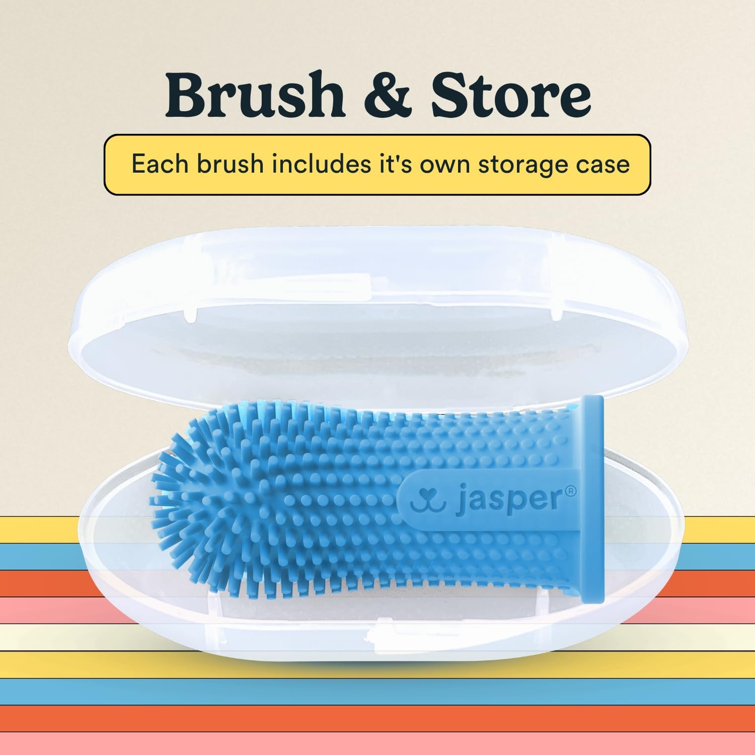 Jasper Dog Toothbrush, 360° Finger Toothbrush for Dogs & Cats, Blue 2-Pack