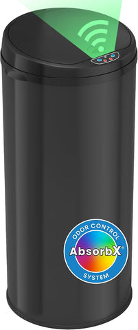 iTouchless 13 Gallon Round Sensor Kitchen Trash Can with Lid | Odor Filter