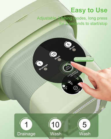 Portable Washing Machine, 9L Mini Laundry Washer with 3 Modes Cleaning for Underwear, Baby Clothes, Sock, Small Delicates. Foldable Washer and Dryer Combo for Apartment, Home, Hotel, Camping,RV(Green)