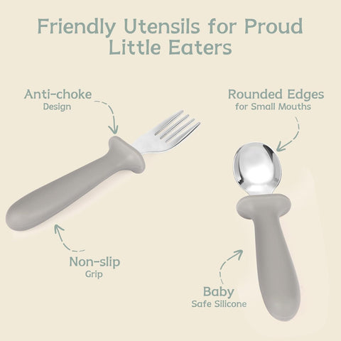Eascrozn Toddler Forks and Spoons Set, 6 Pack Toddler Utensils, BPA Free
