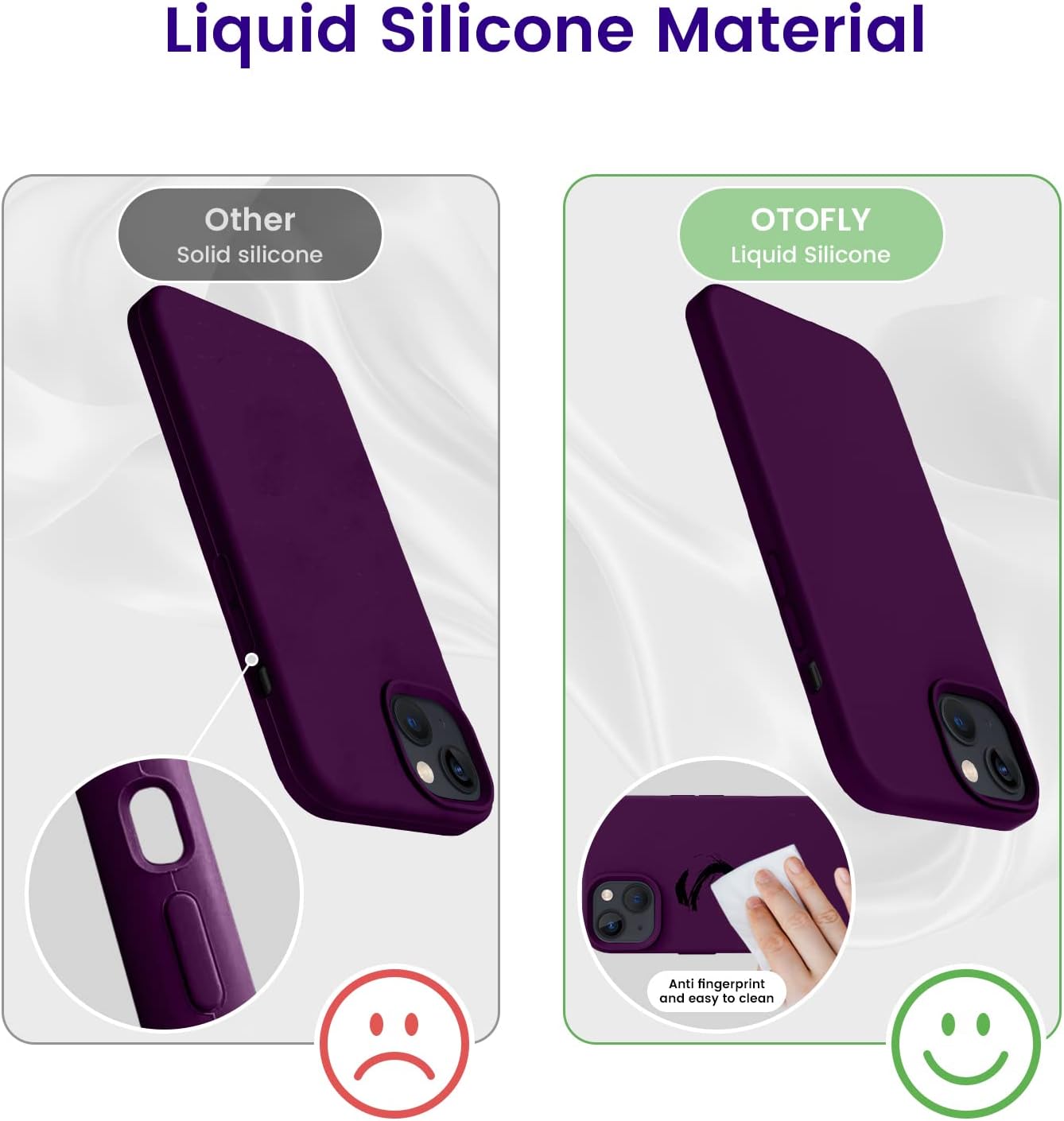 OTOFLY Designed for iPhone 13 Case, Silicone Shockproof Slim Thin Phone Case for iPhone 13 6.1 inch Purple
