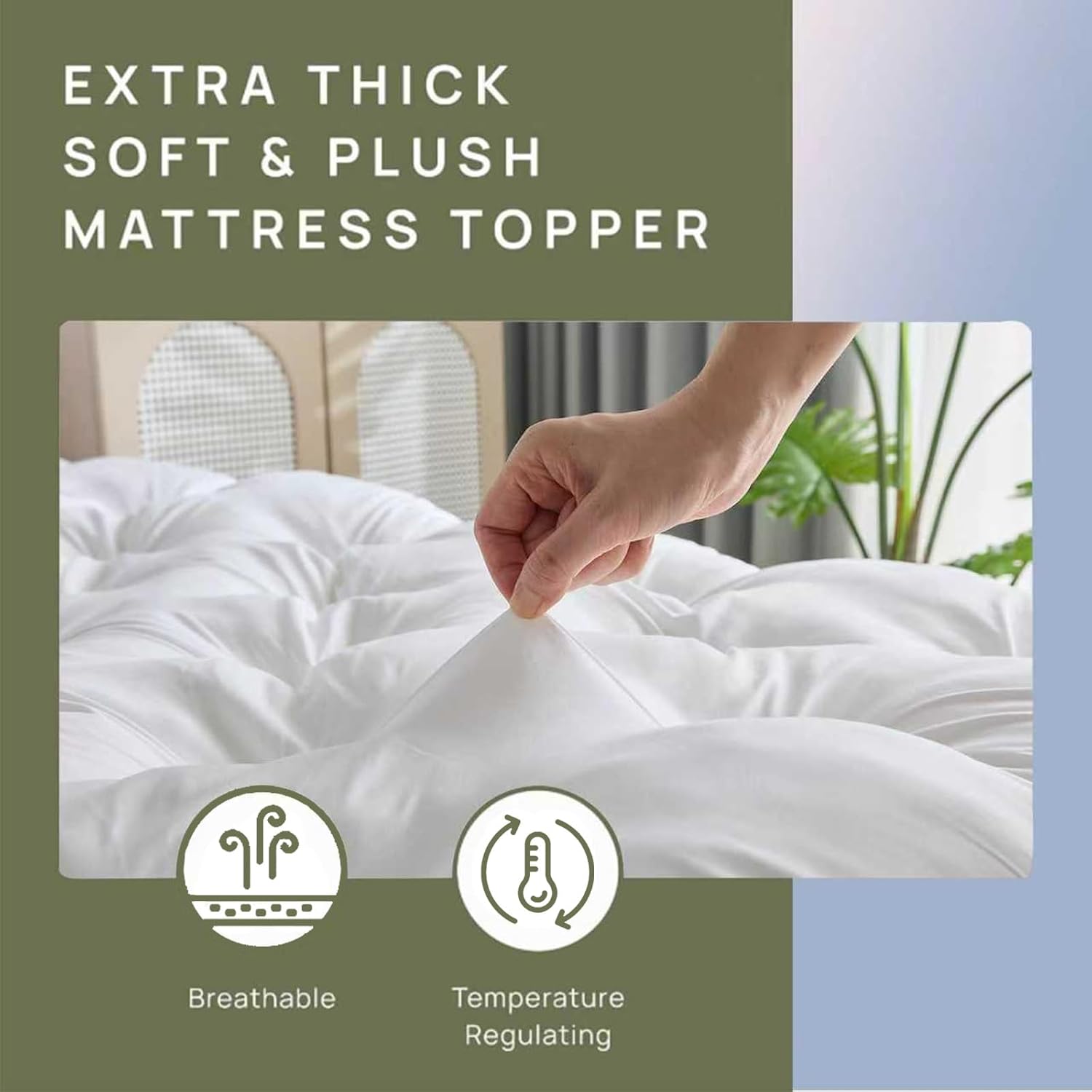 SHOUREN 5 Inch Memory Foam Mattress Topper King for Back Pain Relief