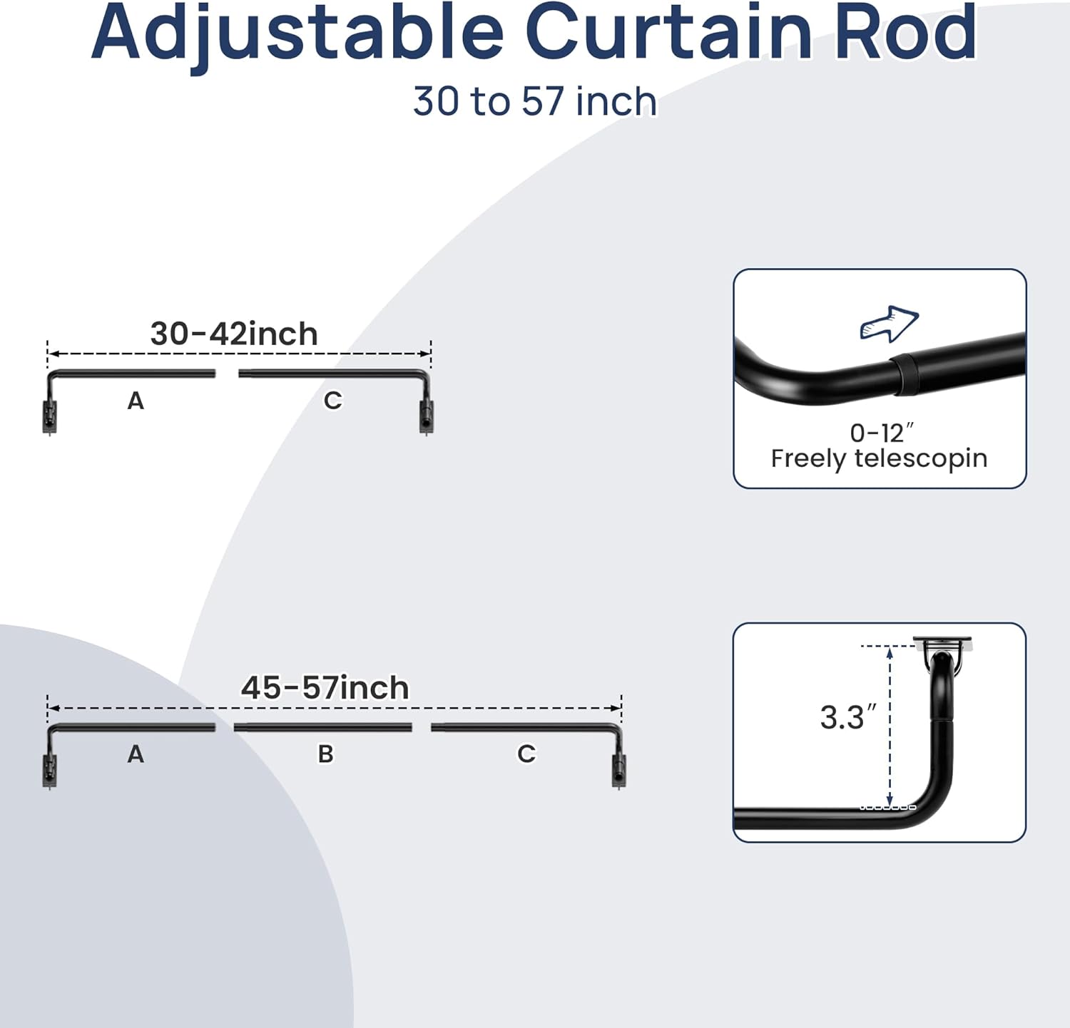ENJOYBASICS 30-57" Wrap Around Curtain Rod, Quick Curtain Change, Black