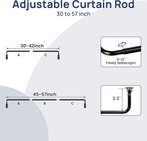 ENJOYBASICS 30-57" Wrap Around Curtain Rod, Quick Curtain Change, Black