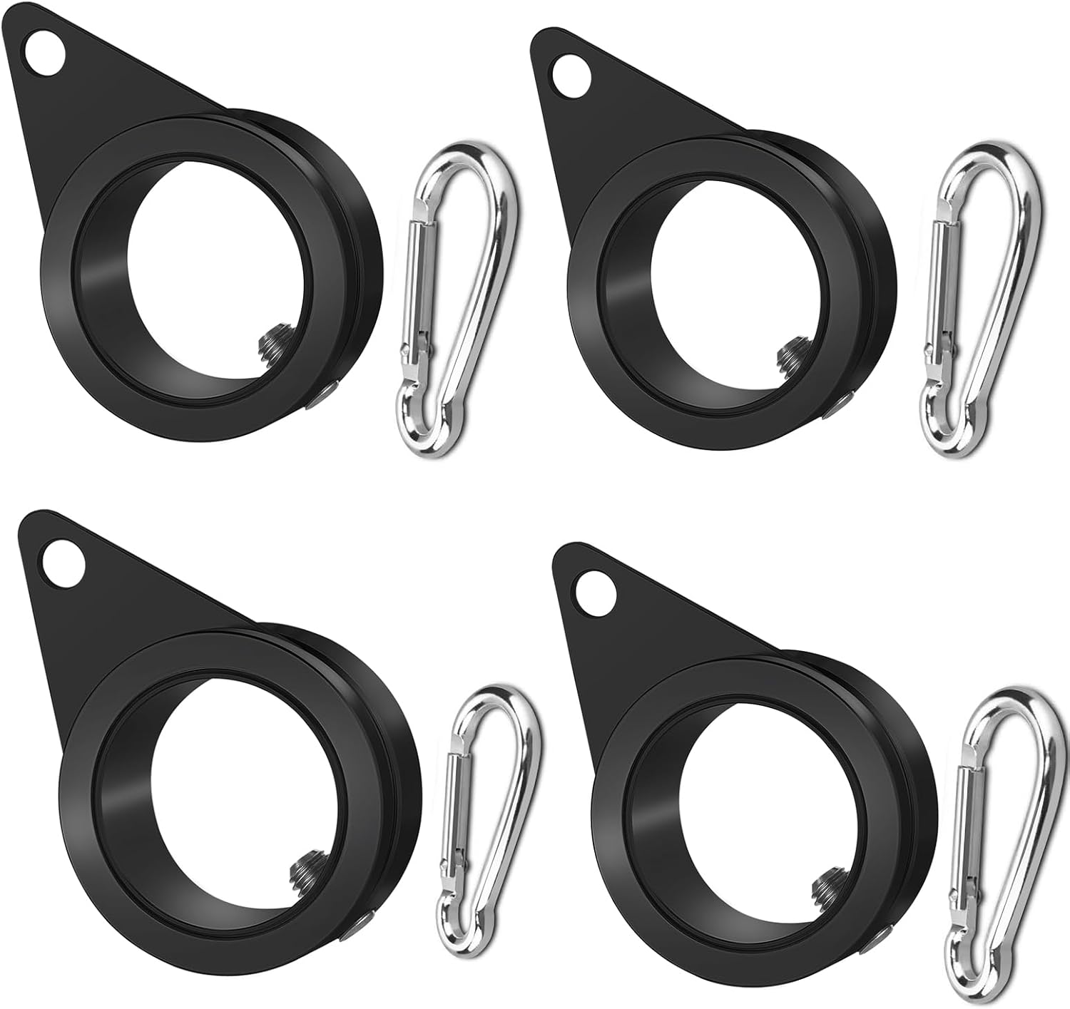 Anovo Flag Pole Rings, Flagpole Rings Aluminum Alloy 360° Rotating Anti Wrap Flag Mounting Spinning Ring Clips for 0.75-1.02 Inch Diameter Flagpole (1 Inch -Pack of 4, Black)