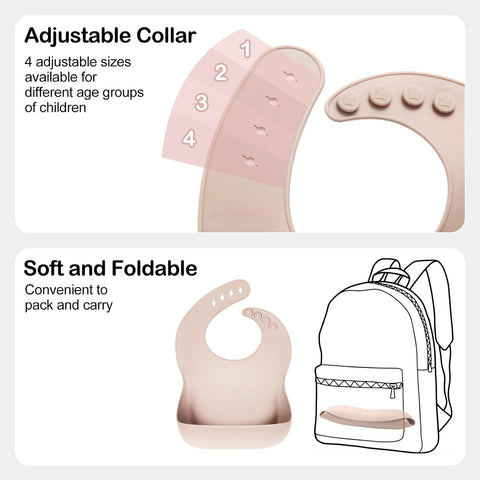 Eascrozn Silicone Bibs for Babies Toddler Set of 3, BPA Free