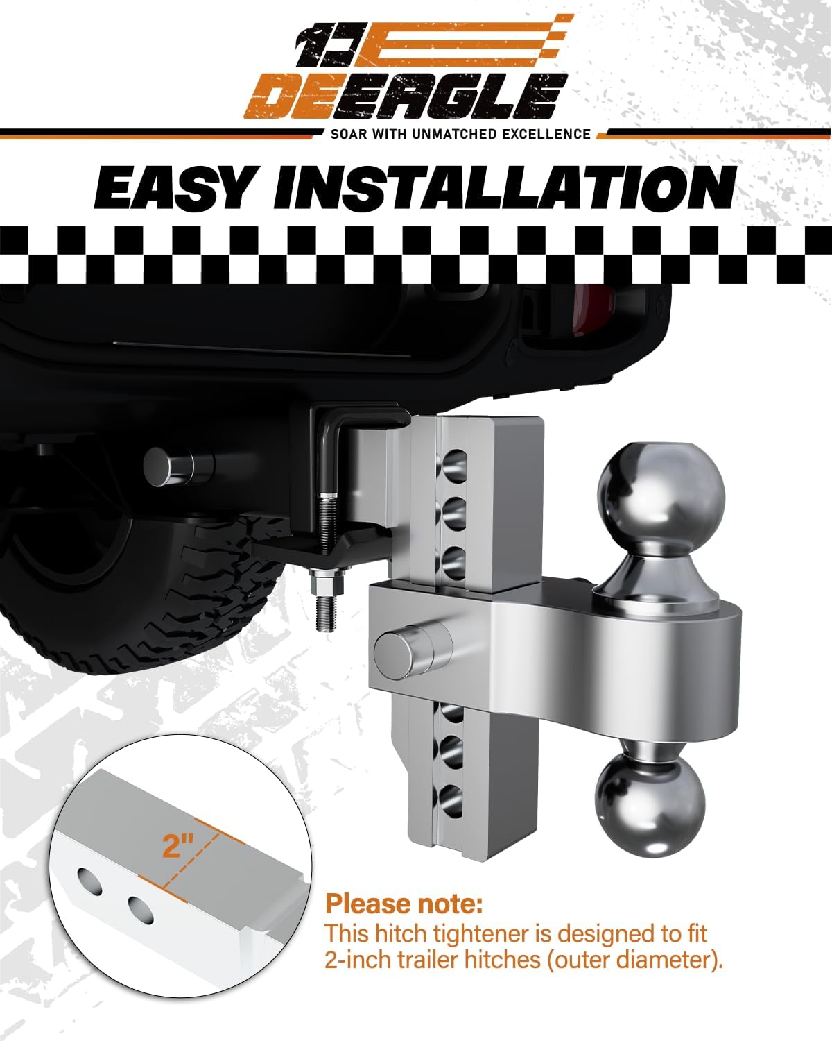 DEEAGLE Hitch Tightener Anti Rattle Stabilizer for 1.25" to 2" Hitch
