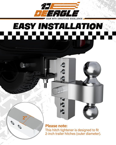 DEEAGLE Hitch Tightener Anti Rattle Stabilizer for 1.25" to 2" Hitch