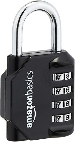 Amazon Basics 4-Digit Combination Lock, Black, 2-Pack