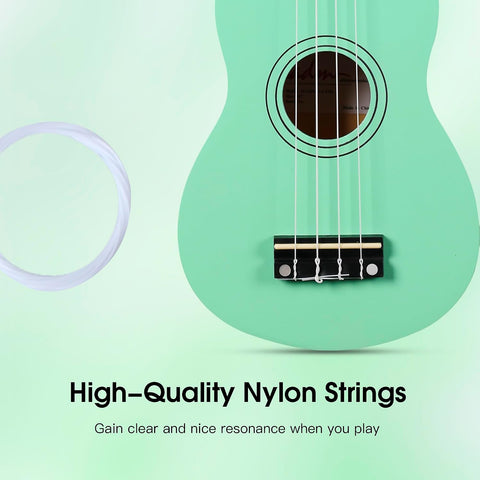 ADM Ukulele for Beginners Hawaiian Wood Ukelele Kit for Kids Adult Student Starter Professional Ukalelee Pack Bundle with Free Lessons Gig Bag Strap Nylon String Tuner (Cyan Green, 21 Inch)