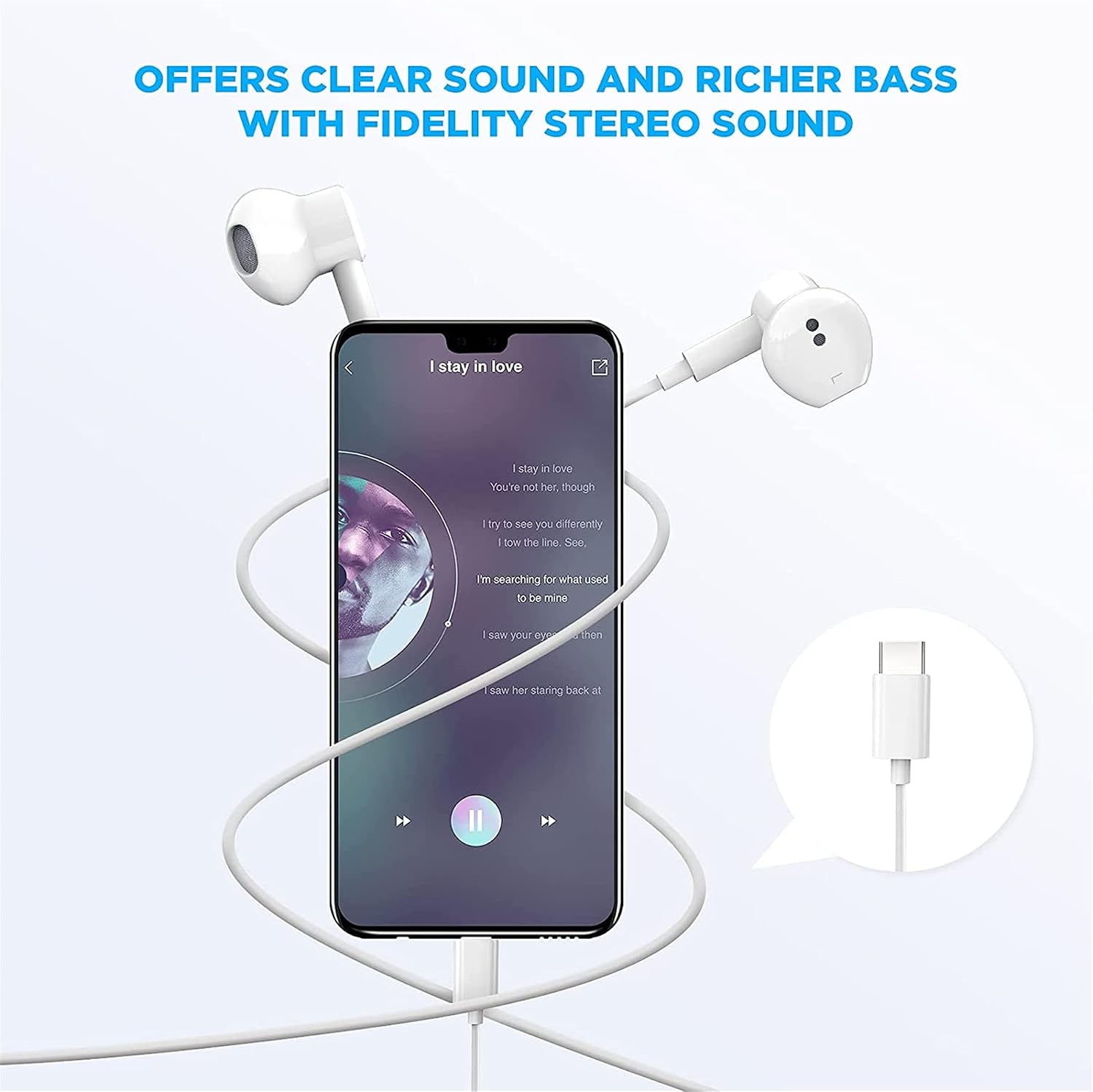 2 Pack-USB C Headphones for iPhone 17/16/15 Earbuds USB C Wired Earphones