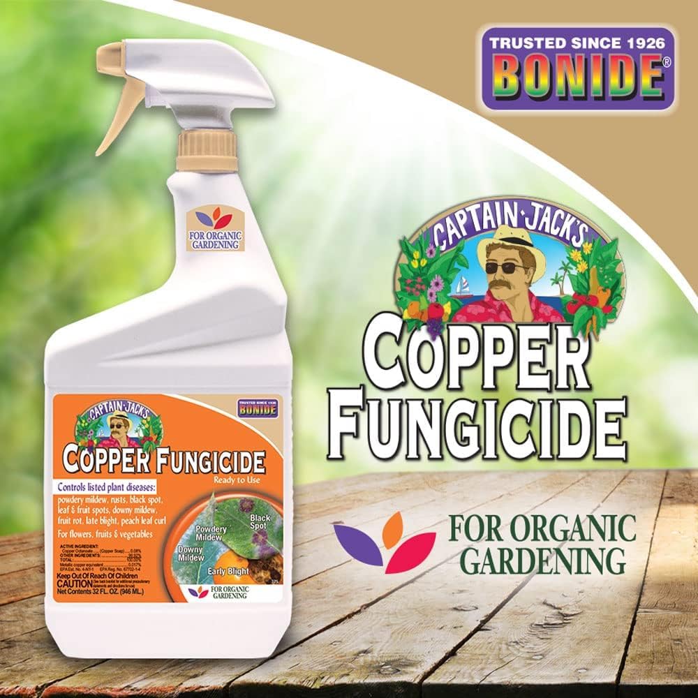 Bonide Captain Jack's Copper Fungicide, 32 oz Ready-to-Use Spray for Organic Gardening, Controls Common Diseases (Pack of 2)