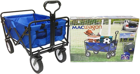Mac Sports Heavy Duty Steel Frame Collapsible Folding 150 Pound Capacity Outdoor Camping Garden Utility Wagon Yard Cart, Blue