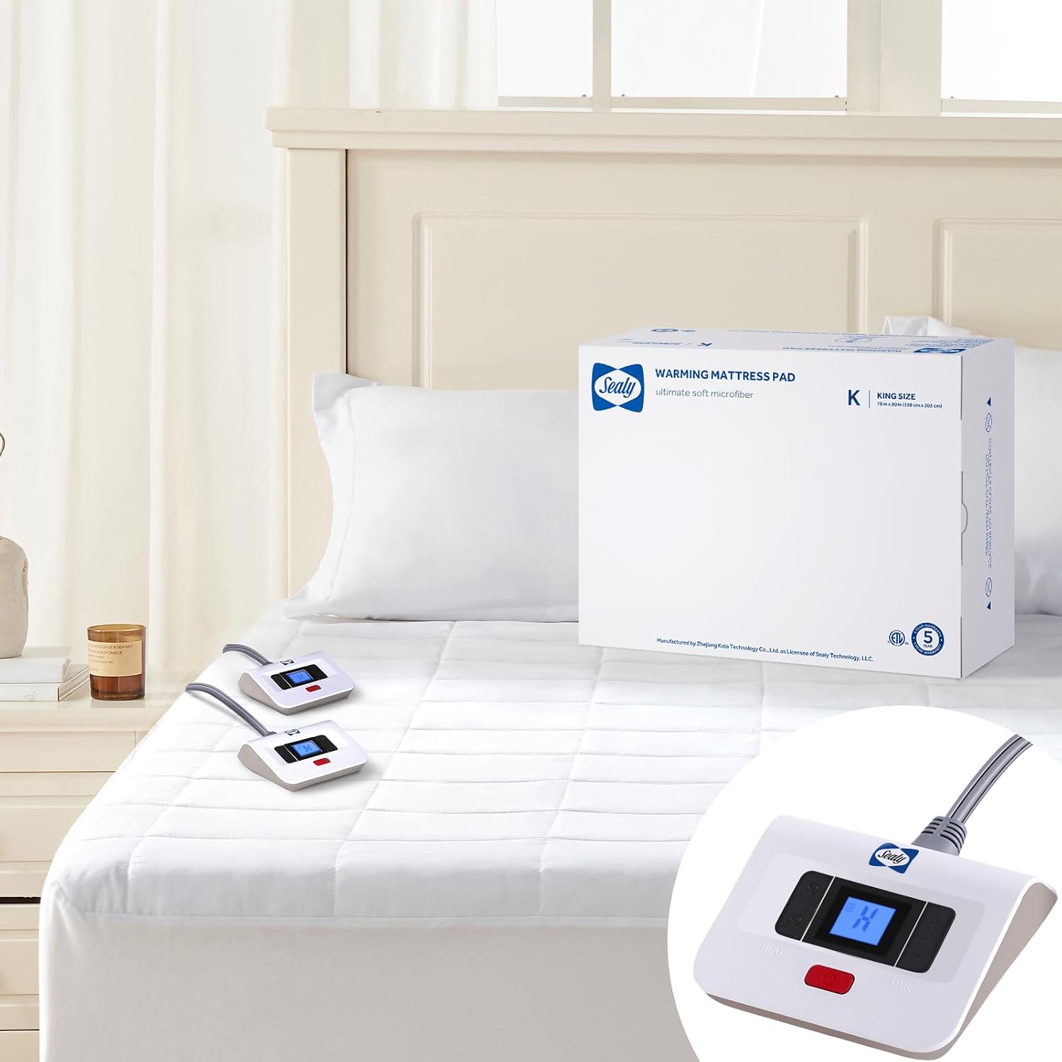 Sealy Electric Mattress Pad King Size 10 Heat Settings Machine Washable