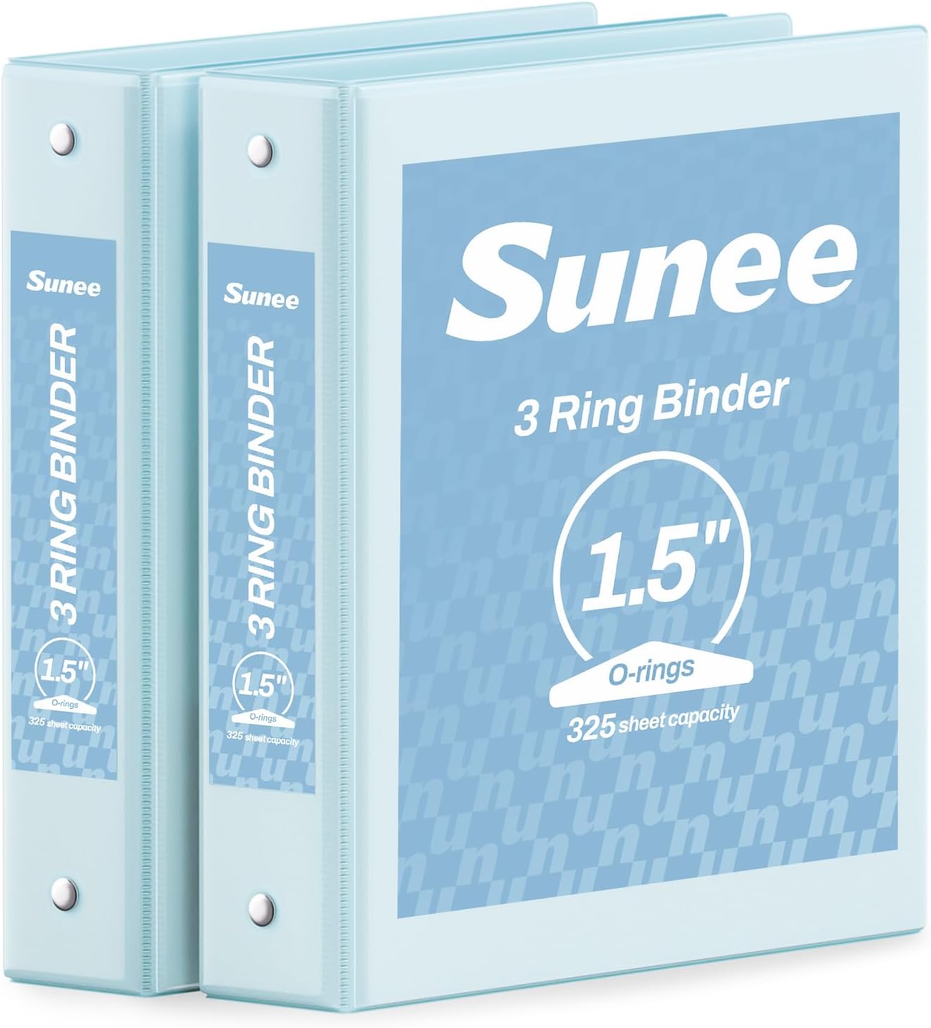 SUNEE 3 Ring Binder 1.5 Inch 2 Pack, Clear View Binder Three Ring PVC-Free (Fit 8.5x11 Inches) for School or Office Supplies, Blue