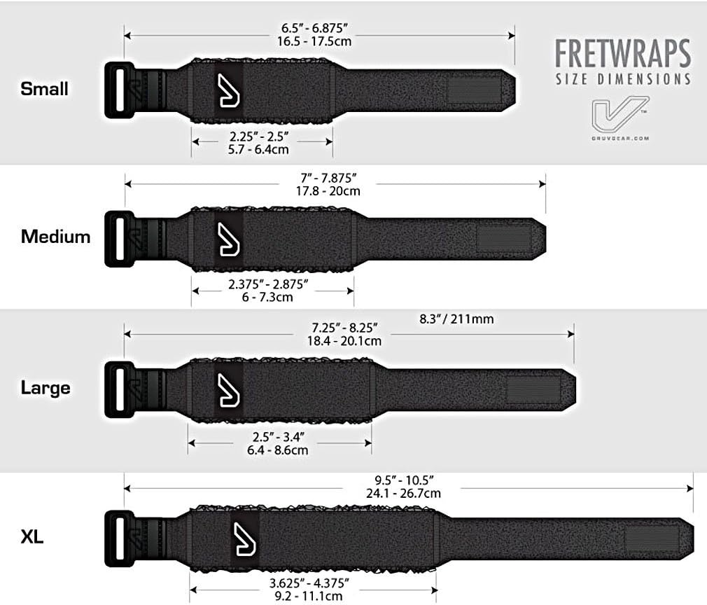 Gruv Gear Fret Wrap & Guitar Mute, Fretwrap for Acoustic, Electric & Bass | String Dampener Recording, Tapping & Practice Accessory (1 Pack, Large Black, Fits 6 String Bass, 8 String Guitar)