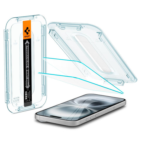 Spigen Tempered Glass Screen Protector [GlasTR EZ FIT] designed for iPhone 16 Plus/iPhone 15 Plus [2 Pack]