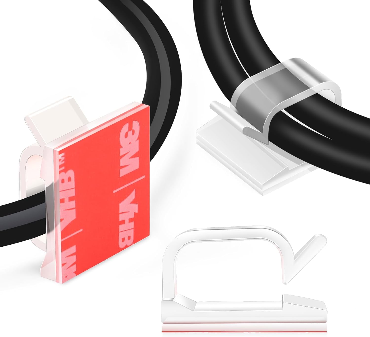 XHF 60PCS 3/4” Clear Adhesive Cable Wire Wall Light Clips, Cord Holder