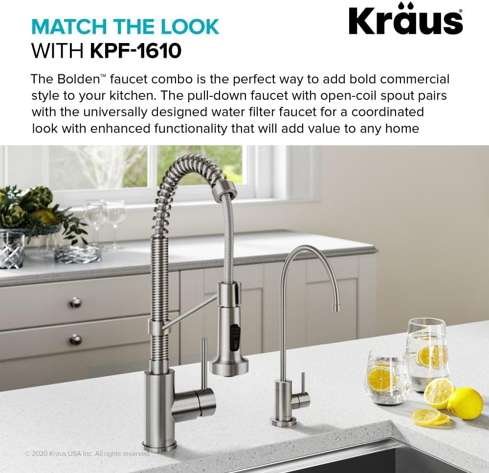 KRAUS Purita 100% Lead-Free Kitchen Water Filter Faucet in Spot Free Stainless Steel, FF-100SFS