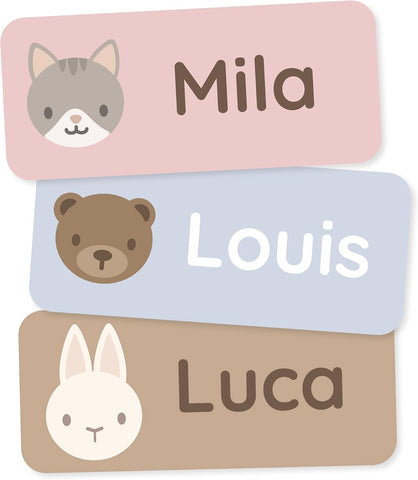 Personalized Name Labels for Kids (60) – Clothing Labels & Daycare Labels – Custom Waterproof Stickers for School Supplies - Babyanimals