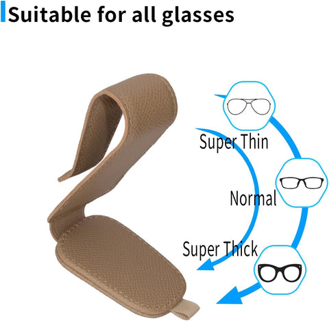 Yuoyar 2 Packs Magnetic Sunglass Holder for Car Visor (Beige)