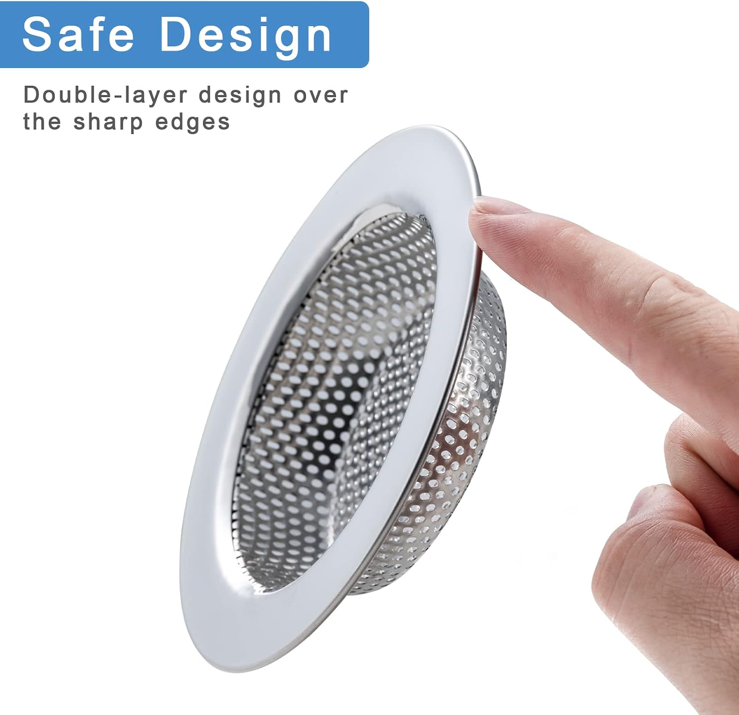2 Pcs Sink Strainer Double-Layer Safe Design for Kitchen Sink Drain Basket