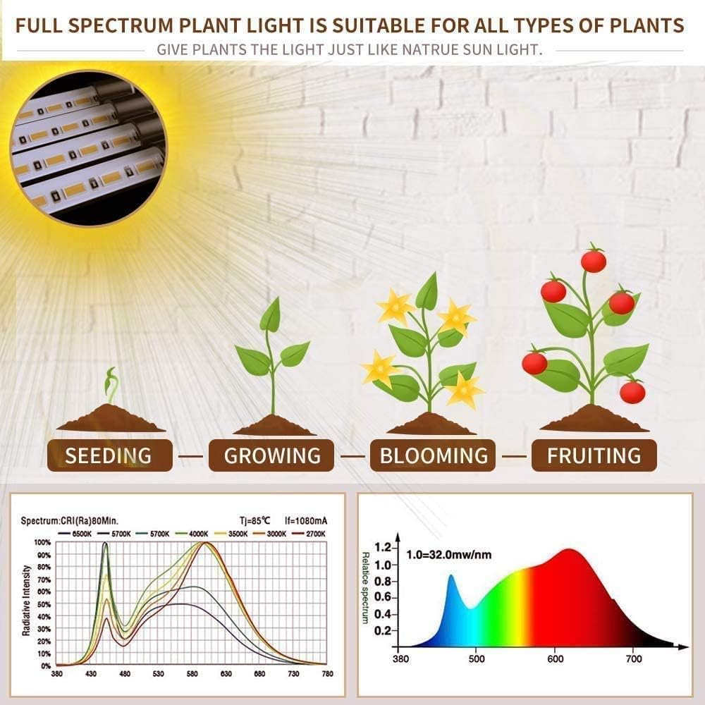 bseah Grow Light Plant Lights for Indoor Plants, Full Spectrum Plant Grow Lamp, 10 Dimmable Levels, Auto ON & Off with 3/9/12H Timer