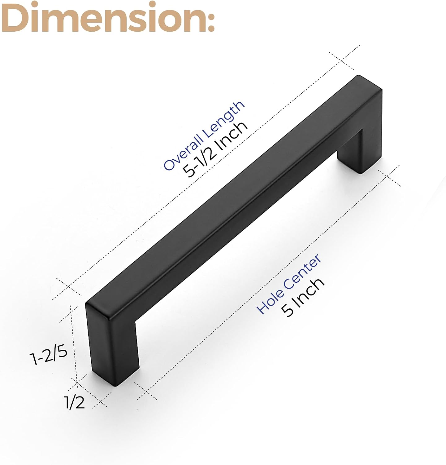 Ravinte Matte Black Cabinet Handles Square Pulls 5 Inch 10 Pack