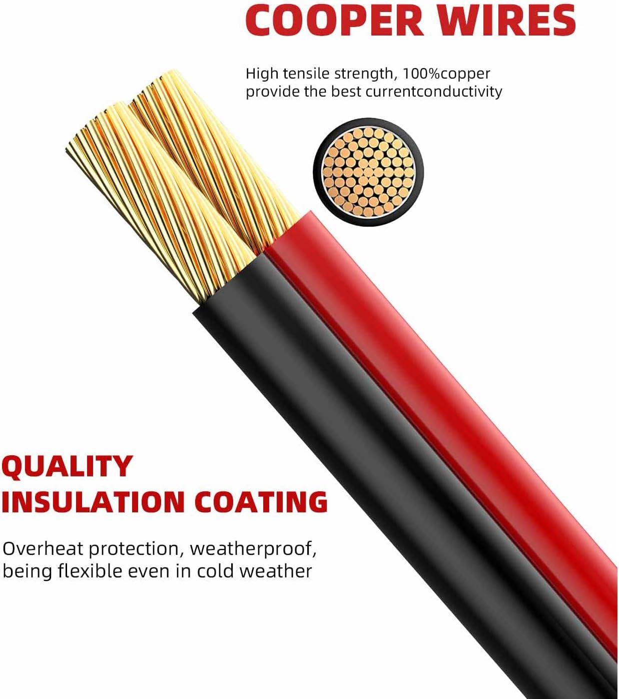 SAE Extension Cable 12AWG 3.3FT for Car RV Solar