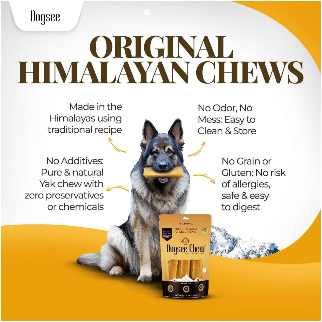 Dogsee Himalayan Yak Chews (XL - 6 Chews) | Yak Chews for Large Dogs | Dog Treats | Helps Joint Pain | Rawhide-Free