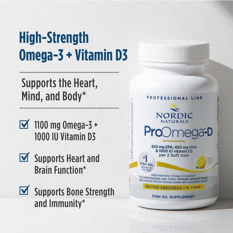 Nordic Naturals ProOmega-D Fish Oil, 1280 mg + 1000 IU D3-180 Softgels