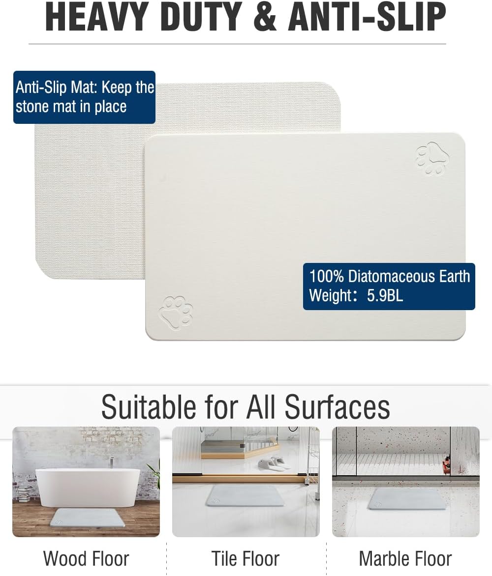 AMOAMI Upgraded Waffle Bath Mat, Super Absorbent Non Slip Bath Mats for Bathroom Floor, 16" x 24", Warm White