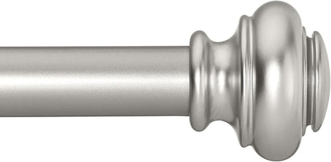 SIMEWIN Heavy Duty Curtain Rods for Windows 28 to 48 Inches, 1 Inch Silver Curtain Rods for Bedroom, Living Room, Patio, Kitchen, Adjustable Curtain Rods with Classic Finials, Silver Finishing